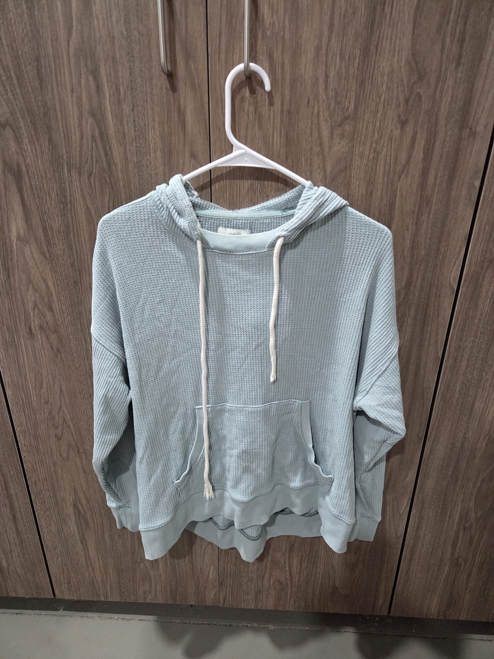 aerie Light Blue Waffle-Knit Hoodie